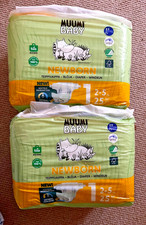 2 Packungen Moomin Öko Neugeborenen Windeln, Gr. 1, 2-5 kg, je 25 Stück