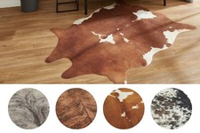 Teppich Kuhfell Optik Grau Braun Weiß Imitat Rinderfell Kunstfell Digitaldruck