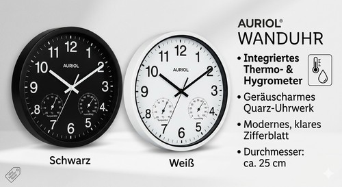 Wanduhr mit thermometer - mit, &