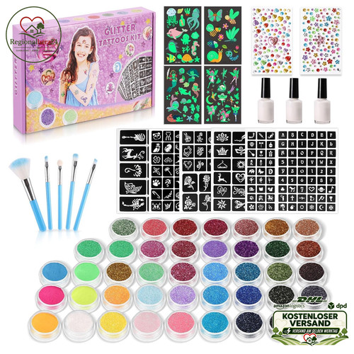 Glitzer tattoo set - 42, farben