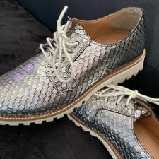 Einzigartige SILBERNE Luxus SNEAKER SCHNÜRER Schuhe  37 / 4 BULLBOXER ECHTLEDER