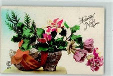 39787730 - Heureux Noel handkoloriert Blumentop als Holzschuh Schuster