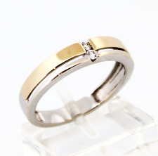Brillantring 14 Karat 585 Gold Bicolor Gelbgold Weißgold 2 Brillanten 2,92g Gr56