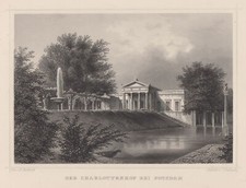 Potsdam Park Sanssouci Charlottenhof Original Stahlstich Umbach 1876