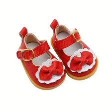 Puppen Schuhe rot mit Schleife