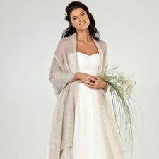 Beige Braut Mohair Schal Cape