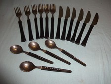 16 teiliges Plastegriff   Besteck schwarz DDR Kult