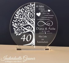 ❤ Gravur Aufsteller 40 Jahre