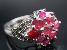 GOLDJUNGE69 * HARRY IVENS IV EDELSTEIN RING (17) 9x RUBIN 1,65ct OVAL/RUND FACET