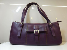 LAMARTHE ORIGINAL Tasche Schultertasche Tragetasche Leder Aubergine Italy Neuw