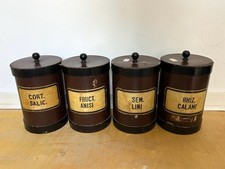 4x antike Apotheker Dose Pappe/Karton Holz Vorratsdose Kräuter Medizin Deko alt