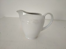 Eschenbach Porzellan Henkel-Krug Roswitha, Weiß, Uni gemustert, Bavaria Germany