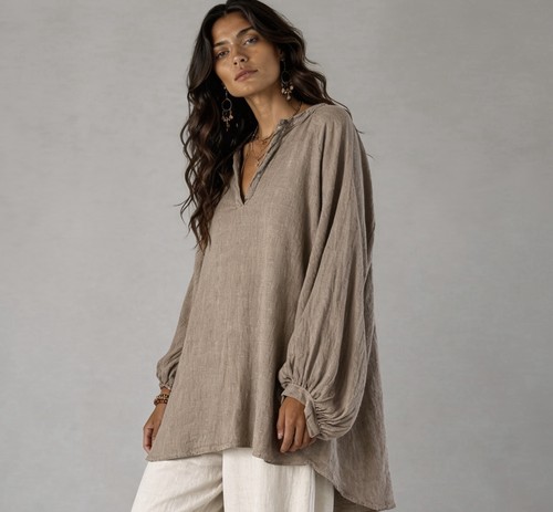 Damen leinenbluse leinentunika - damen,