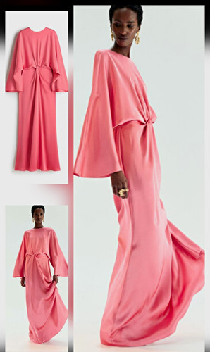 Damen maxikleid satin rosa - h&m,