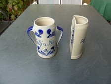 Bierkrug SCHERZKRUG 2 Stück Doppelhenkel und halber Maßkrug Schottenkrug