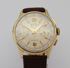BWC Swiss Chronograph Herrenuhr in 585/- Gelbgold Handaufzug!