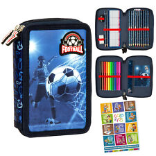 Federmappe 2-Fach Federtasche Gefüllte Schüleretui Fußball, Hausaufgabenheft