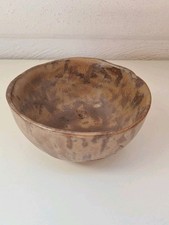 Keramik Schale braun individue Dekoration Schüssel Salat Obst Chips Nüsse Tisch 