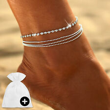 Fußkettchen Fußkette Fußschmuck Fußband Diamanten Silber Strand Damen Geschenk