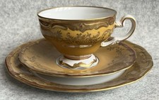 WEIMAR KATHARINA JUWEL Gedeck KAFFEEGEDECK 3tlg. Kaffeetasse Goldrand Braun Gelb