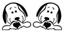 2x Aufkleber Snoopy mit Herz