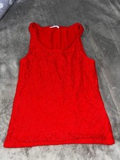 Sexy Damen Träger Top Spitzen Oberteil Knall Rot Figurbetont New Yorker