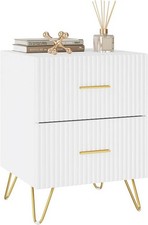 Nachttisch Weiß Nachtkommode 2 Schubladen Nachtschrank Beistelltisch Holz tn22ws