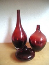 3 Stück Ikea Salong Vase Blumenvase Vasen Glas rot  31 / 20 / 9 cm Deko