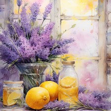 Deko Bild Fenster Lavendel Zitronen Mediterran Wandbild Wanddeko Wandfliese