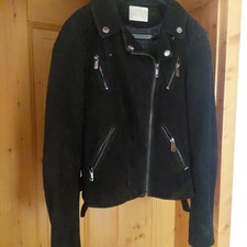 Lederjacke Damen von Gas Gr.40 schwarz weiches Wildleder Biker Style