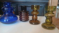 4 x DDR ua.  Blumenvase Derenburg ua. - 15,5 - 18 cm bunte Farben - Dekoration