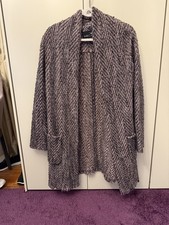 Marc Cain lange grau-rosefarbene Strickjacke/hülle weit geschnitten Größe N2(36)