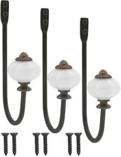 FUXXER® - Antik Haken Garderoben-Haken Eisen-Haken mit Keramik-Kopf | 3er Set