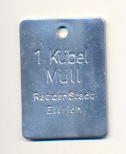 (Nr. 339 ) DDR-Müllmarke aus Ellrich -rechteckig-