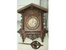 Sch02) Alte Kuckucksuhr Schwarzwald Holz Wanduhr mit 8 Tage Uhrwerk um 1900