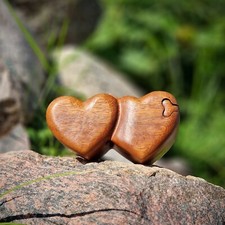 Budawi® Holz Herz Doppelherz Schatulle Truhe Kästchen Puzzle Box Hochzeit Liebe