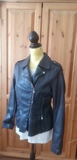 Neuw. Damen Kunst Leder Jacke Kunstlederjacke Damen Grau Schwarz Gr 38 