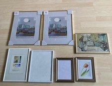 7 Bilderrahmen - versch. Größen. Mit Glas. Rahmen in weiß + gold. Teilweise neu!