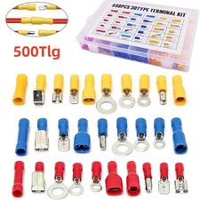 500 tlg Kabelschuhe Sortiment Box Auto KFZ Ring Steckverbinder Flachstecker Set