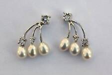 E078 Süßwasser Perlen Schmuck Ohrringe Ohrstecker Ohrschmuck Weißgold PL neu
