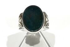 835/- Silber Ring, Vintage, Heliotrop, Cabochon, Gr. 54, Muster