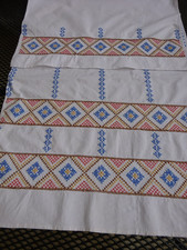 Antiker, handbestickter Vorhang aus Leinen für Küchenschrank, Regal, 120 x 56 cm