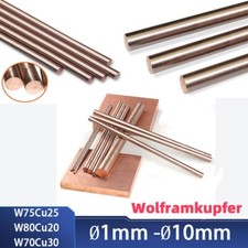 kupfer Wolfram Legierung Stab W70 W75 W80 Rundstange Ø2mm -10mm WCu Rundstab