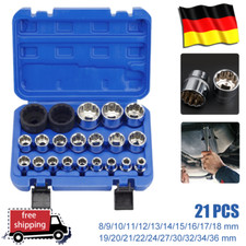 21tlg 1/2 Steckschlüssel Vielzahn Nuss Satz Stecknuss für 6 und 12 Kant 8-36mm 