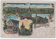 AK LITHO NIEDERASPHE b MÜNCHHAUSEN CHRISTENBERG WETTER HESSEN MARBURG GESCHÄFT 