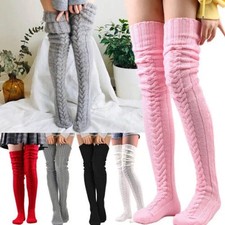 Winter Warm Women Knitted Socks Over Knee Long Thigh High Boot Wool Stockings