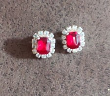 Ohr clips mit - strass,, rot