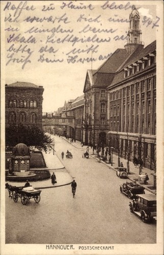 Hannover postcheckamt - ak,