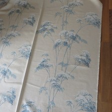 Retro Vintage Dekostoff natur-petrol-weiß Gräser 51 % Seide 120x500 cm  NEU