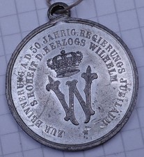 Braunschweig-Lüneburg Zinn-Medaille 1881 zum 50. Rierungsjubiläum Herzog Wilhelm